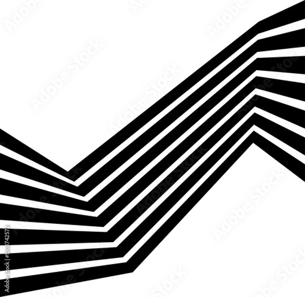 Fototapeta Abstract line stripes with 3D dimensional effect pattern artwork decorative design background.