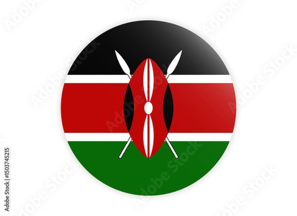 Fototapeta Kenya Flag icon. Round flag of kenya icon design, vector illustration