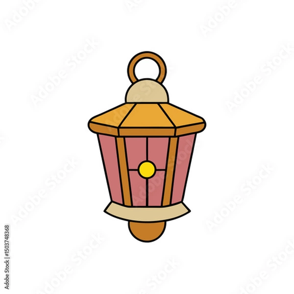 Fototapeta Simple Lantern Doodle Vector Clip Art for Holiday Evening