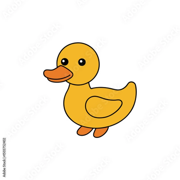 Fototapeta Walking Duck Doodle Vector Clip Art on White Background for Illustrations