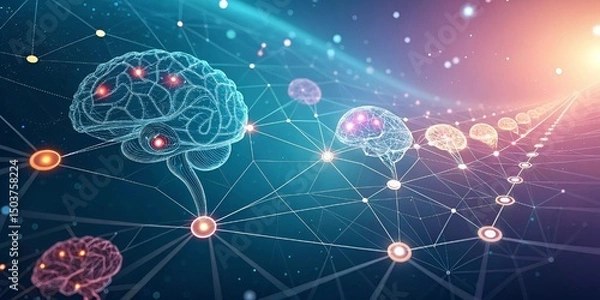 Obraz Neural Network Visualization – Abstract AI Technology Concept