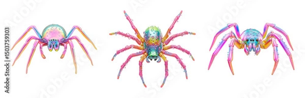 Obraz Colorful Isolated Spiders with Transparent Background for Design Use
