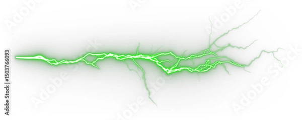 Obraz Green electric glowing vibrant on transparent backgrounds 3d illustrations png