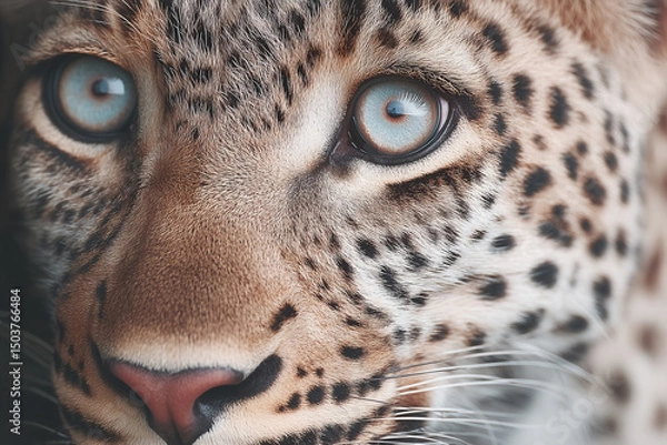 Obraz close up of a leopard eye,Animal Portrait,looking through greenery, natural frame