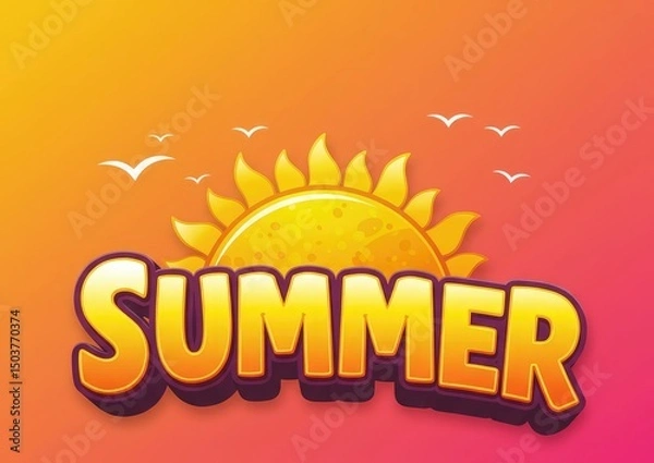 Fototapeta Editable “Summer Time” vector text effect, perfect for summer season events