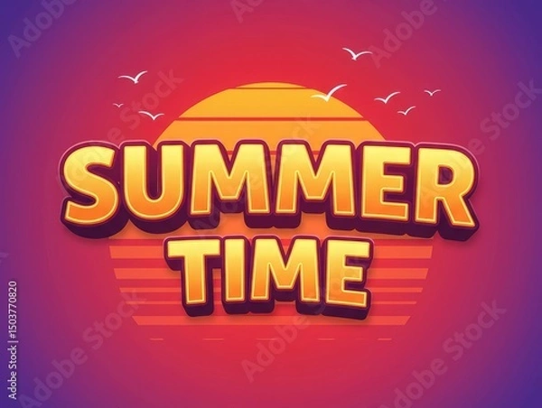 Fototapeta Editable “Summer Time” vector text effect, perfect for summer season events