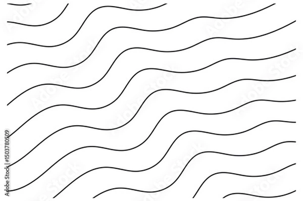 Fototapeta Black wavy lines abstract pattern on white background