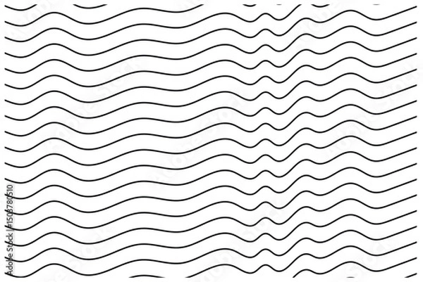 Fototapeta Black wavy lines abstract pattern on white background