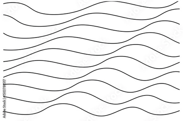 Fototapeta Black wavy lines abstract pattern on white background