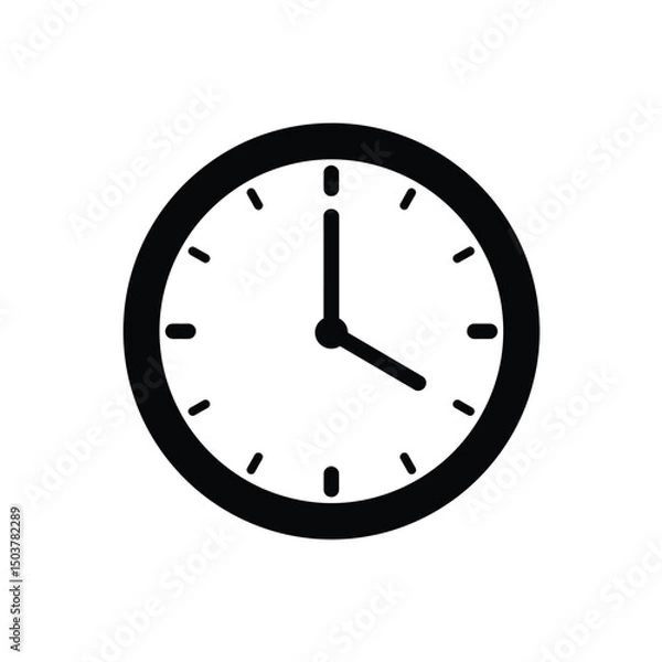 Fototapeta Simple black clock icon time management design