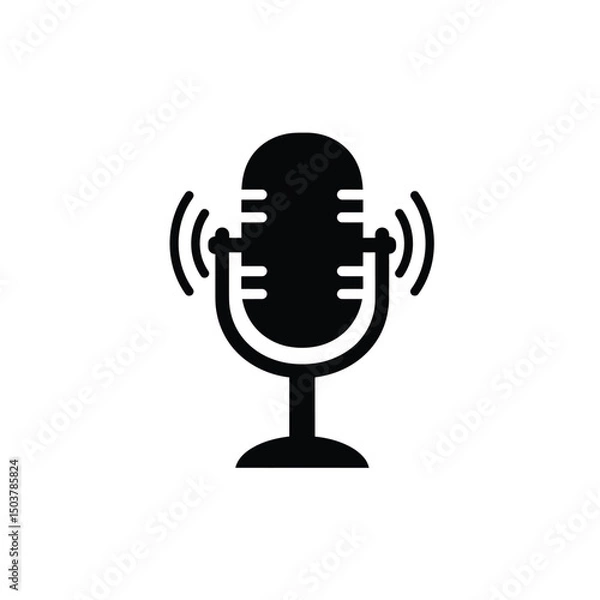 Fototapeta Retro microphone icon sound recording studio broadcast