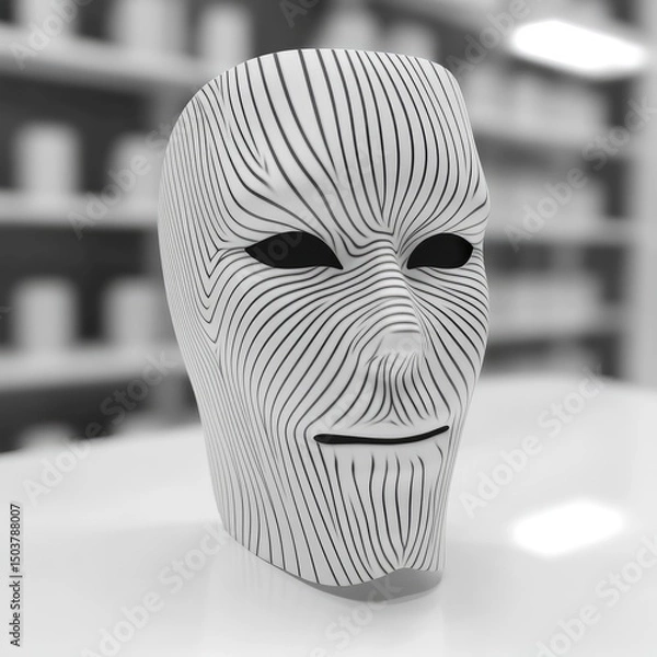 Fototapeta Abstract face mask with intricate lines