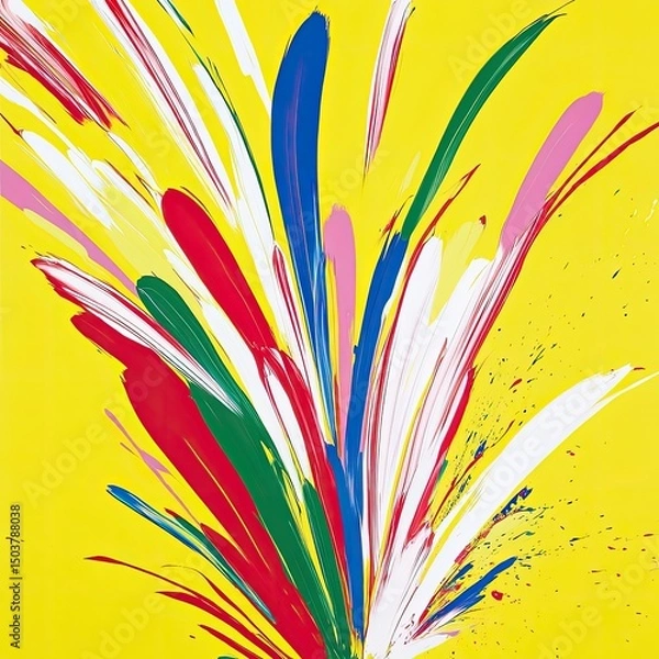 Fototapeta Abstract explosion of vibrant colors radiating from a yellow center