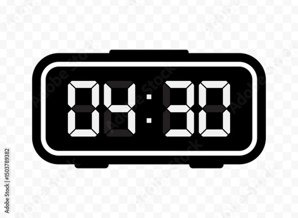 Fototapeta Vector illustration of half past four digital clock icon sign and symbol. black icon for website design .Simple design on transparent background