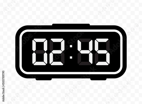 Fototapeta Vector illustration of quarter to three digital clock icon sign and symbol. black icon for website design .Simple design on transparent background