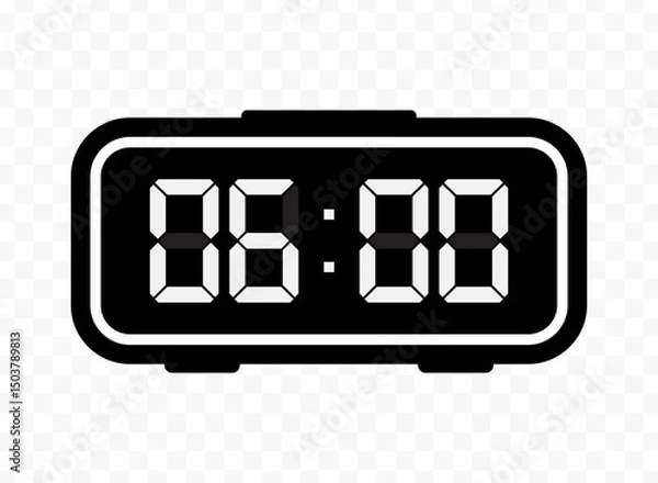 Fototapeta Vector illustration of six o'clock digital clock icon sign and symbol. black icon for website design .Simple design on transparent background