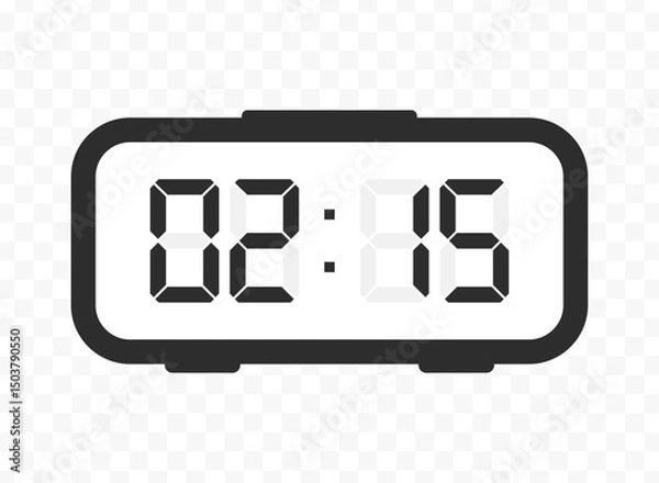 Fototapeta Vector illustration of quarter past two digital clock icon sign and symbol. colored icon for website design .Simple design on transparent background.