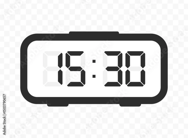 Fototapeta Vector illustration of half past fifteen digital clock icon sign and symbol. colored icon for website design .Simple design on transparent background.