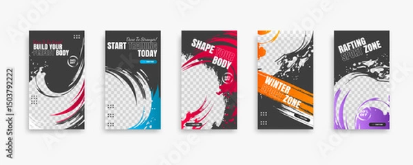 Obraz post and story fitness training social media template. social banner for promotion your product