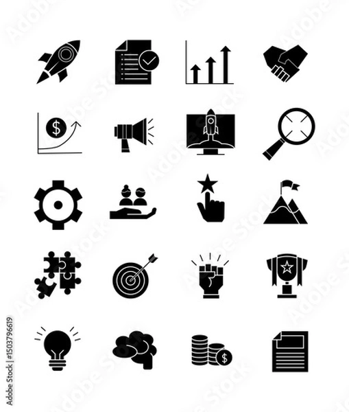 Obraz Start-Up Glyph Icon Set 1