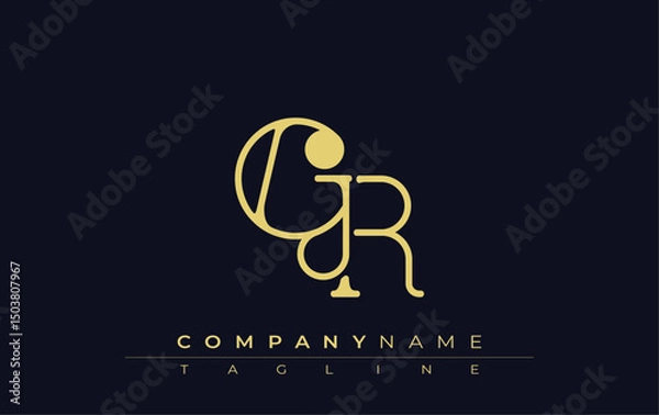 Fototapeta GR Typography Logo Design. Stylish monogram design depiction featuring the letters G and R combined in an artistic signature style, delivering a unique and creative visual representation.