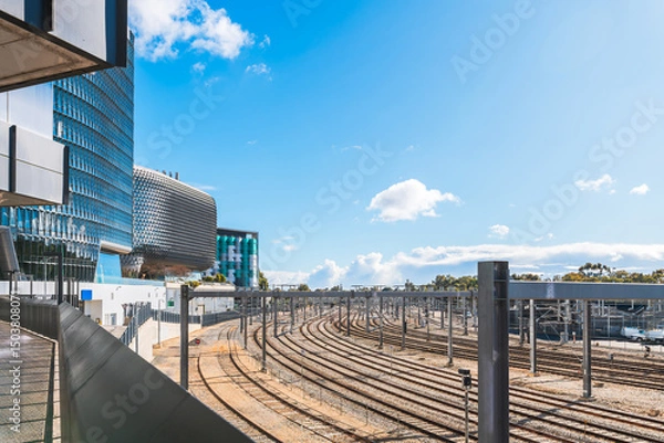Fototapeta Adelaide City Railway station entry point with no trains on a day