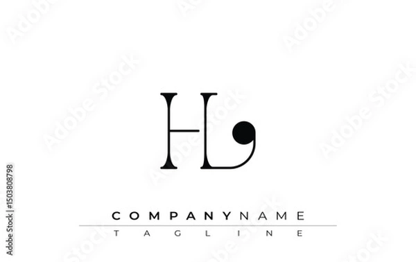 Fototapeta HL Typography Logo Design. Stylish monogram design depiction featuring the letters H and L combined in an artistic signature style, delivering a unique and creative visual representation.