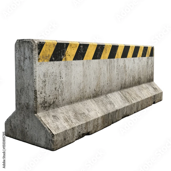 Fototapeta Concrete road barriers for construction site security and traffic management on isolated Transparent background, concrete road barriers isolated on PNG background
