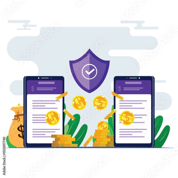 Fototapeta Mobile Property Payments With Full Security