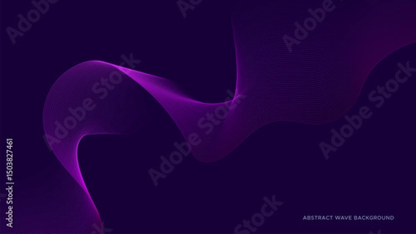 Obraz Dark purple technology background with glowing wavy lines