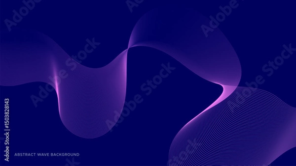 Obraz Dark purple technology background with glowing wavy lines