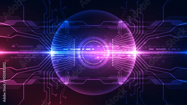 Fototapeta Abstract vector  futuristic connection high speed digital technology concept. background illustration