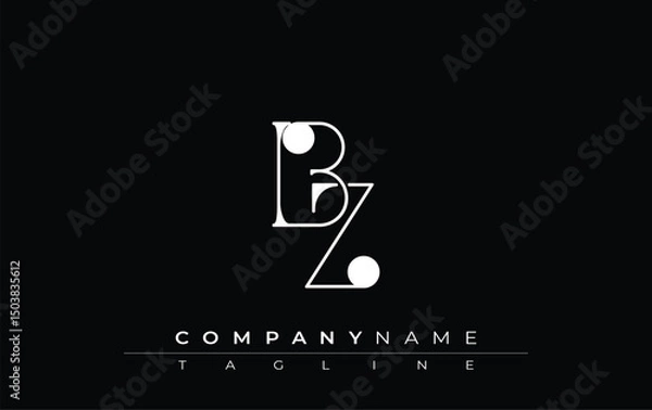 Obraz BZ Typography Logo Design. Stylish monogram design depiction featuring the letters B and Z combined in an artistic signature style, delivering a unique and creative visual representation.