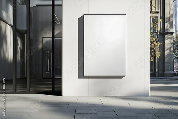 Fototapeta Blank billboard on the wall in the city. 3d rendering