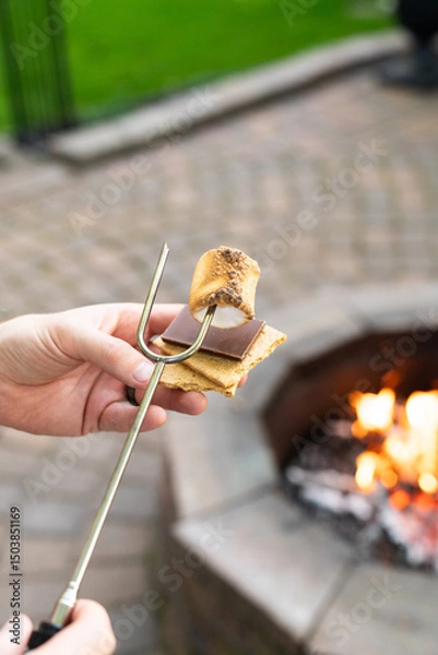 Obraz Creating the Perfect S'more by a Firepit