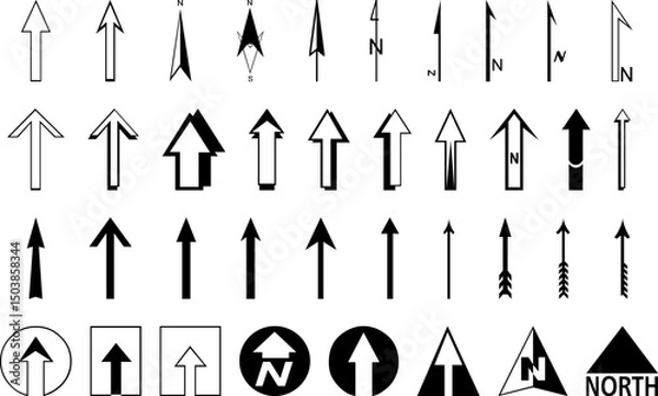 Fototapeta Compass Arrow icon stock illustration. North symbol. Vector compass Set