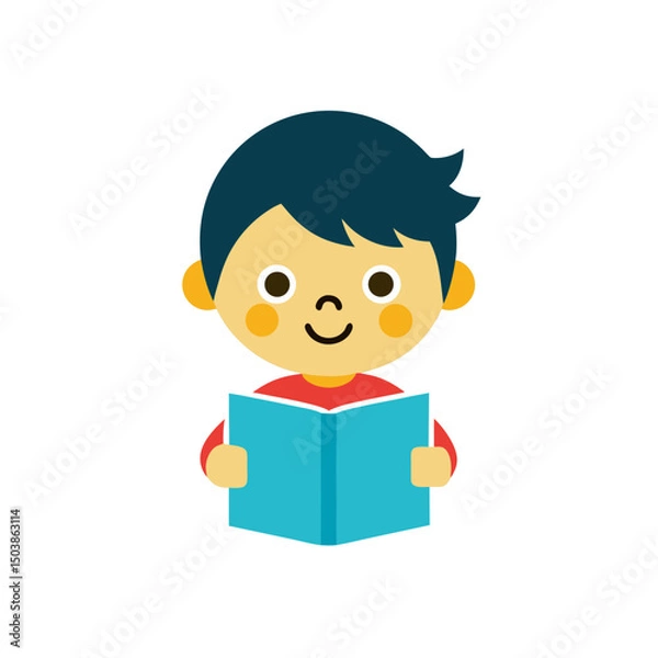 Obraz Cartoon Child Reading Doodle Illustration