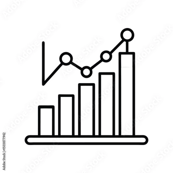 Fototapeta Business Graph Icon – Financial Growth, Data Analysis, Market Trends, Performance Metrics, Corporate Success, Statistics, and Strategic Planning Concept for Digital Design
