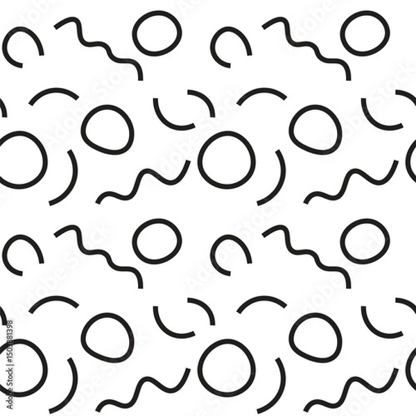 Obraz hand drawn abstract shapes seamless pattern on white background, vector seamless flat pattern design