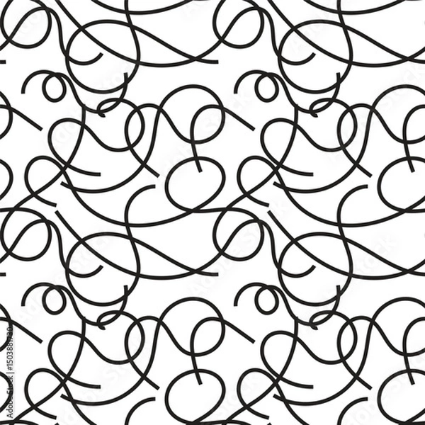 Fototapeta hand drawn abstract shapes seamless pattern on white background, vector seamless flat pattern design