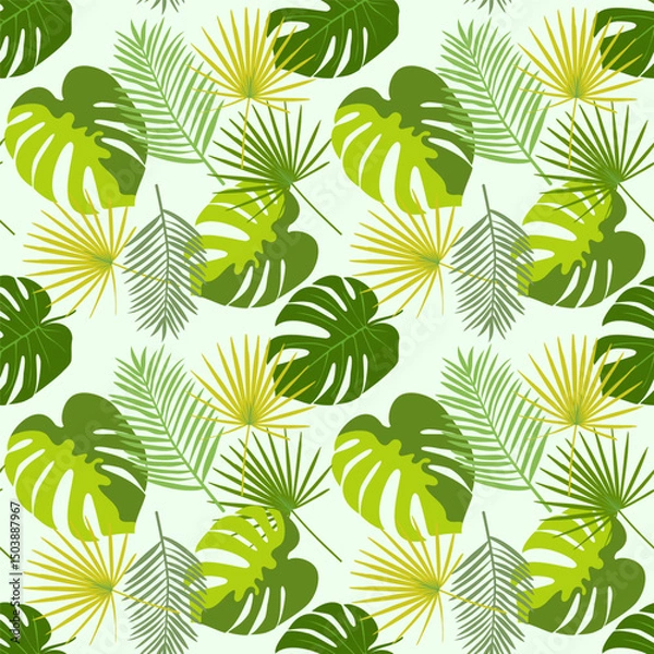 Fototapeta Seamless tropical palm leaf pattern. Abstract texture. Vector illustration