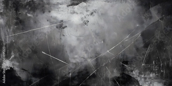 Fototapeta Dark Grunge Background with Distressed Textures and Scratches in Charcoal and Black Tones

