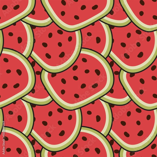 Obraz vector repeated pattern of watermelon, watermelon seamless pattern background design