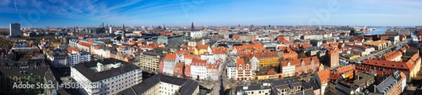 Obraz Aerial View of Prinsessegade Street in Copenhagen, Denmark, from the top of The Church of our Saviour in Christianshavn