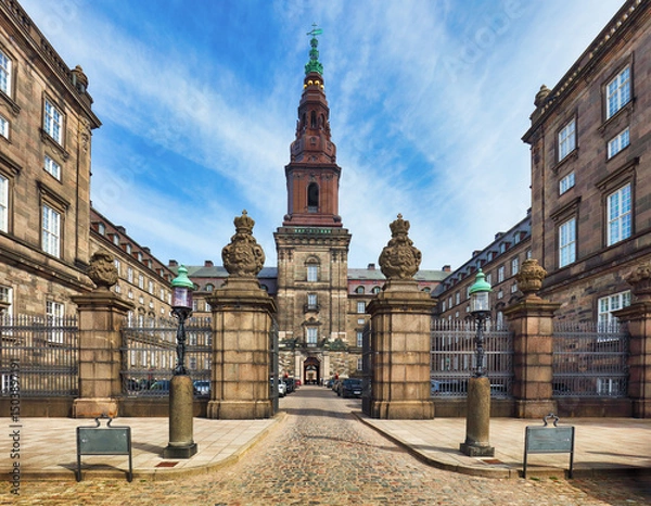 Obraz Copenhagen, Denmark with Christianborg palace, Danish Parliament and city downtown.