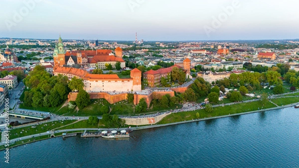 Fototapeta Aerial View of Wawel Castle in Cracow at Sunset