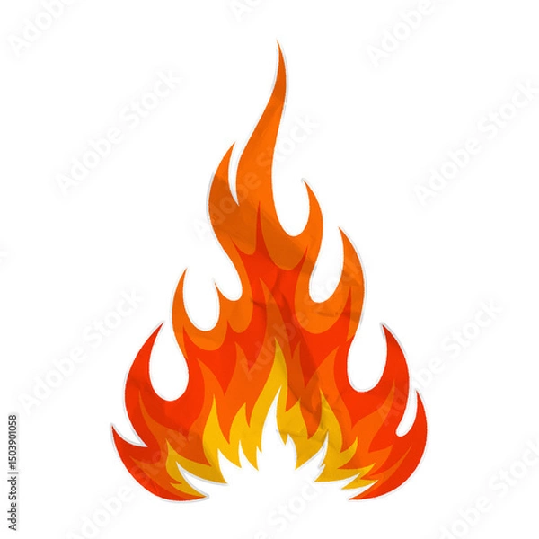 Fototapeta Fire Flame Illustration Crumpled Paper Texture – Hot Burning Icon in Red and Orange Tones PNG Image