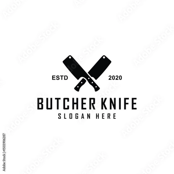 Obraz butcher knife logo design emblem