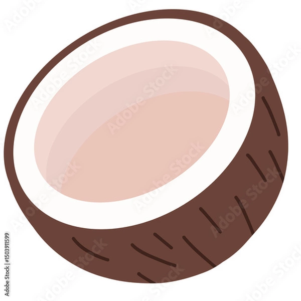 Obraz Cartoon Half Coconut – Tropical Fruit Flat Vector Illustration
