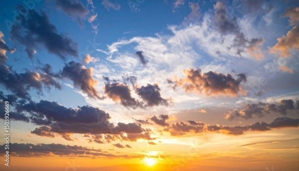 Fototapeta Dramatic sunset sky with colorful cloudscape